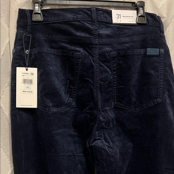 7 For All Mankind Pants - 7 For All Mankind NWT high waist slim kick dark navy "velvet" feel pants